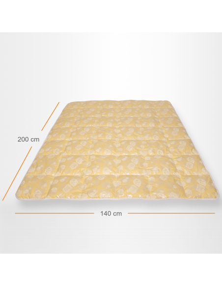 Pilota Pernador cu 15% puf si pana de gasca, 140x200 cm, Crem cu trandafiri argintii