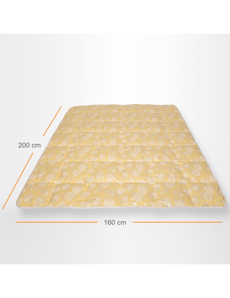 Pilota Pernador cu 15% puf si pana de gasca, 160x200 cm, Crem cu trandafiri argintii