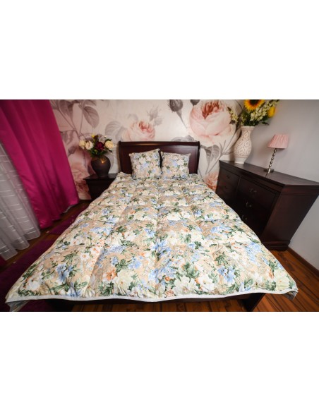 Pilota Pernador cu 15% puf si pana de gasca, 200x220 cm, Flori albastre