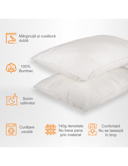 Set de 2 perne Pernador cu puf si pana de gasca, 50x70 cm, Alb