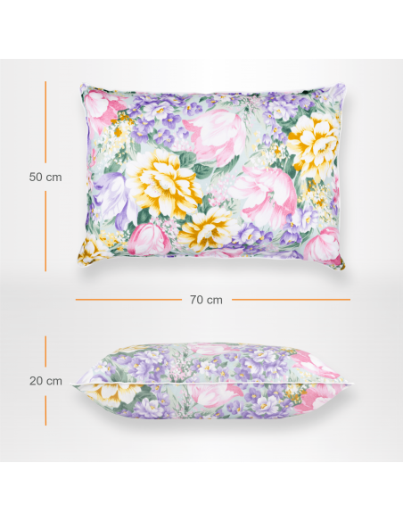 Set de 2 perne Pernador cu puf si pana de gasca, 50x70 cm, Flori mov