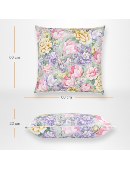 Set de 2 perne Pernador cu puf si pana de gasca, 60x60 cm, Flori mov