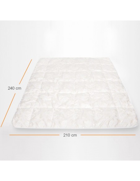 Pilota Pernador cu 15% puf si pana de gasca, 210x240 cm, Alb cu trandafiri argintii