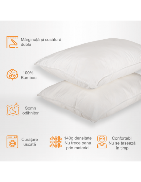 Set de 2 perne Pernador cu puf si pana de gasca, 70x70 cm, Alb