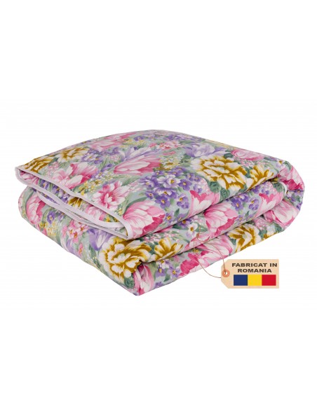 Pilota Pernador cu 30% puf si pana de gasca, 120x200 cm, Flori mov