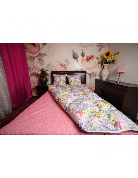 Pilota Pernador cu 30% puf si pana de gasca, 120x200 cm, Flori mov