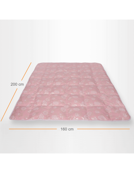 Pilota Pernador cu 30% puf si pana de gasca, 210x240 cm, Roz cu trandafiri argintii