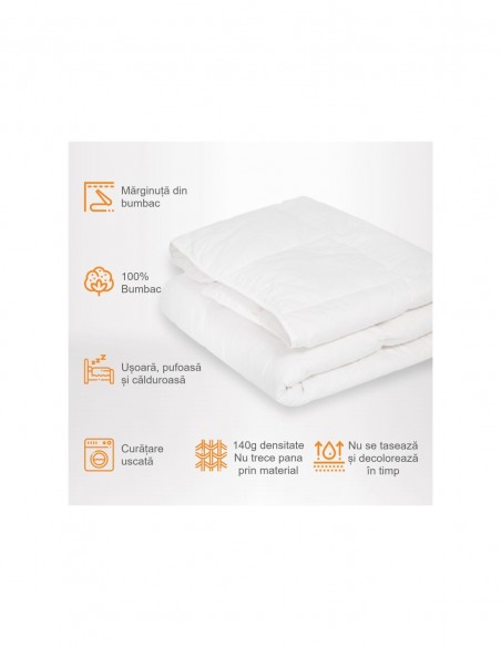 Pilota Pernador cu 30% puf si pana de gasca, 200x220 cm, Alb
