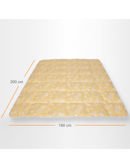 Pilota Pernador cu 30% puf si pana de gasca, 200x220 cm, Crem cu trandafiri argintii