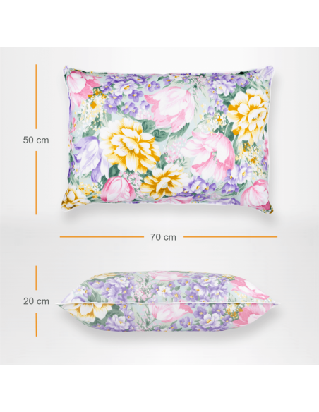 Perna Pernador cu 30% puf si pana de gasca, 50x70 cm, flori mov
