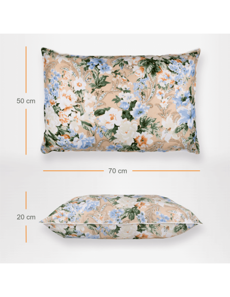 Perna Pernador cu 15% puf si pana de gasca, 50x70 cm, Flori Albastre