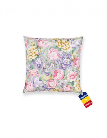 Perna Pernador cu 15% puf si pana de gasca, 50x70 cm, Flori mov