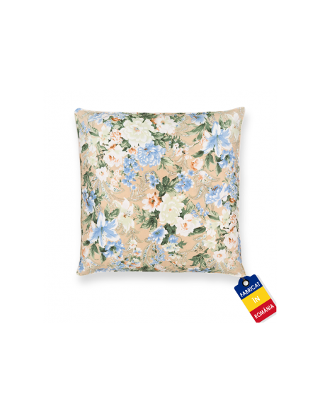 Perna Pernador cu 30% puf si pana de gasca, 40x40 cm, flori albastre