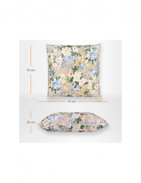 Perna Pernador cu 30% puf si pana de gasca, 70x70 cm, flori albastre