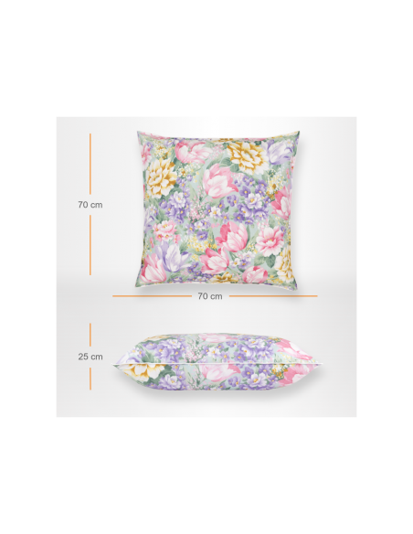 Perna Pernador cu 30% puf si pana de gasca, 70x70 cm, flori mov