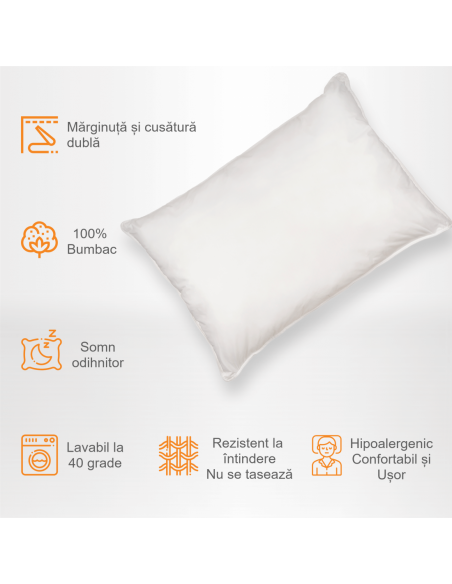 Perna Pernador cu 15% puf si pana de gasca, 40x60 cm, Alb