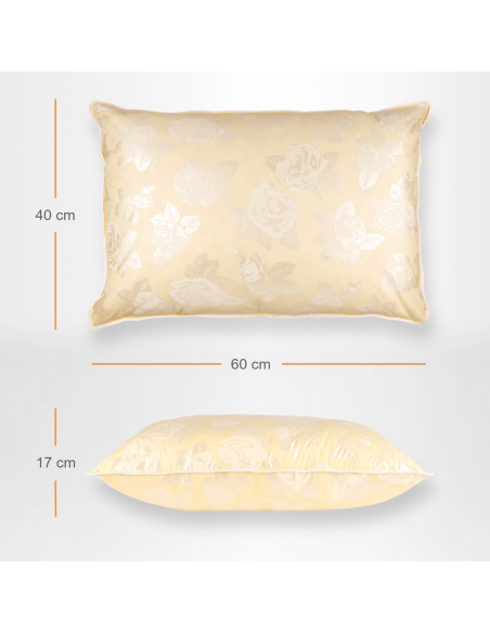 Perna Pernador cu 15% puf si pana de gasca, 40x60 cm, Crem cu trandafiri argintii