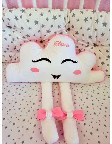 Perna decorativa Norisor cu picioare, alb cu roz