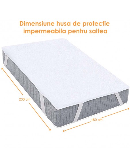 Husa protectie saltea impermeabila Pernador, matlasata, prindere cu elastic, 180x200 cm
