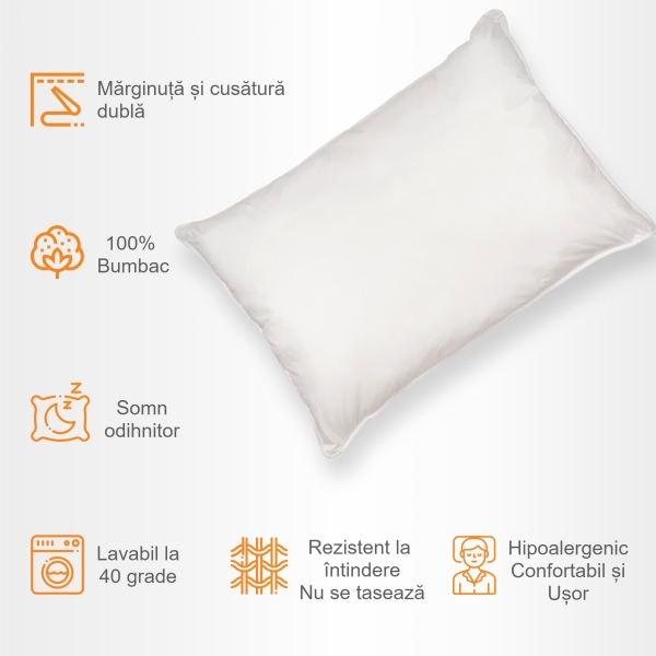 Perna Pernador cu puf si pana de gasca, 50x70 cm, Alb