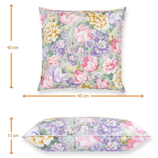 Perna Pernador cu puf si pana de gasca, 70x70 cm, Flori mov