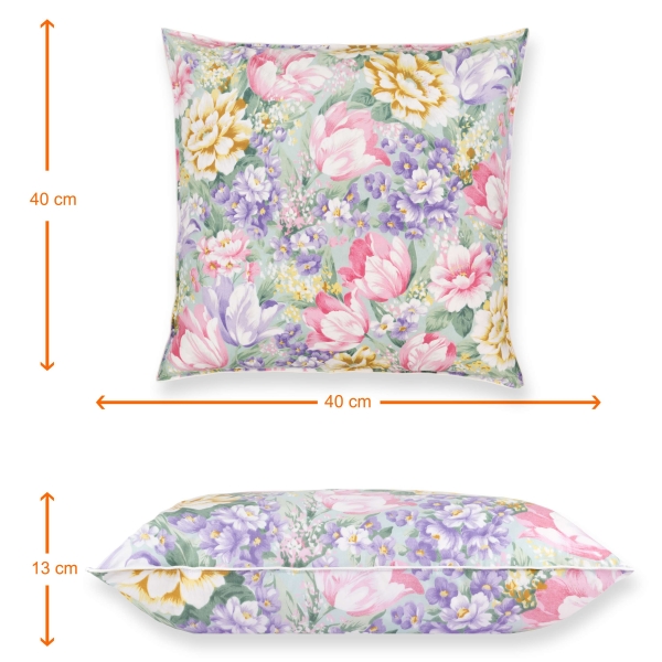 Set de 2 perne Pernador cu 15% puf de gasca si pana, 40x40 cm, Flori mov