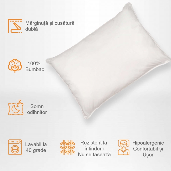 Set de 2 perne Pernador cu 15% puf de gasca si pana, 50x70 cm, Alb