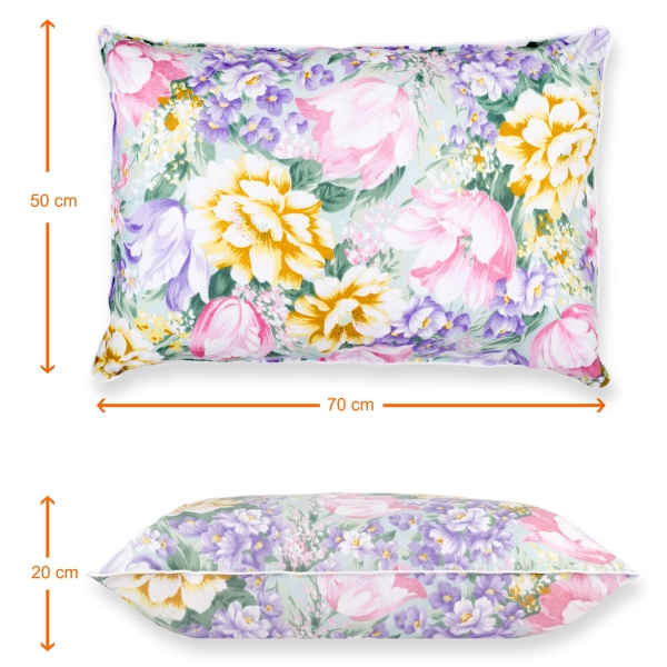 Set de 2 perne Pernador cu 15% puf de gasca si pana, 50x70 cm, Flori mov