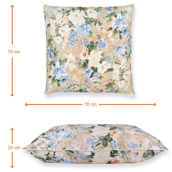 Set de 2 perne Pernador cu 15% puf de gasca si pana, 70x70 cm, Flori Albastre