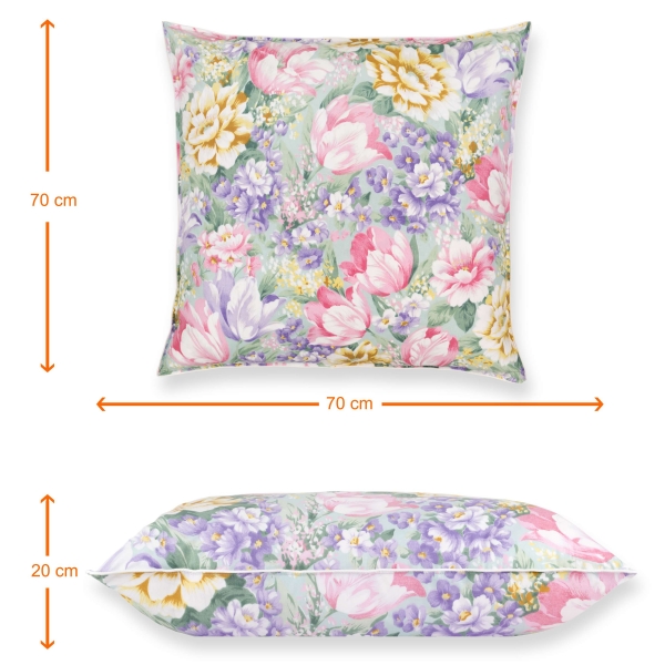 Set de 2 perne Pernador cu 15% puf de gasca si pana, 70x70 cm, Flori mov