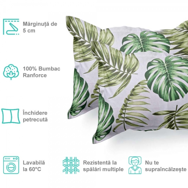 Set de 2 fete de perna 40x40cm din Bumbac Ranforce cu marginuta, cod culoare 50A