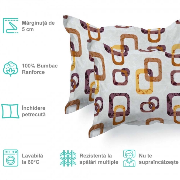 Set de 2 fete de perna 50x70cm din Bumbac Ranforce cu marginuta, cod culoare 51-E