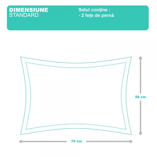 Set de 2 fete de perna 50x70cm din Bumbac Ranforce cu marginuta, cod culoare 98