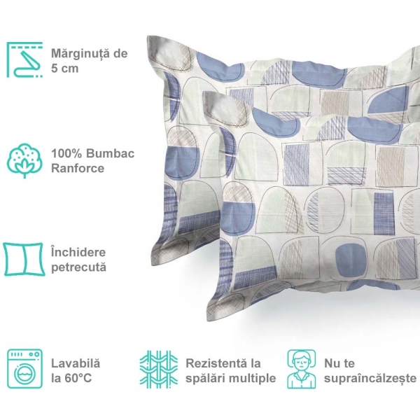 Set de 2 fete de perna 40x40cm din Bumbac Ranforce cu marginuta, cod culoare 68