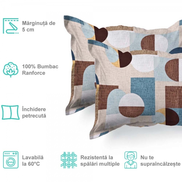 Set de 2 fete de perna 40x60cm din Bumbac Ranforce cu marginuta, cod culoare 71