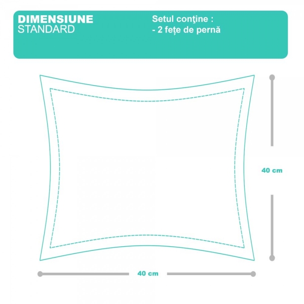 Set de 2 fete de perna 40x40cm din Bumbac Ranforce cu marginuta, cod culoare 73-A