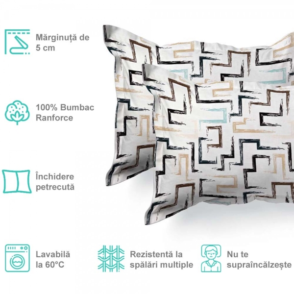 Set de 2 fete de perna 40x60cm din Bumbac Ranforce cu marginuta, cod culoare 73-A