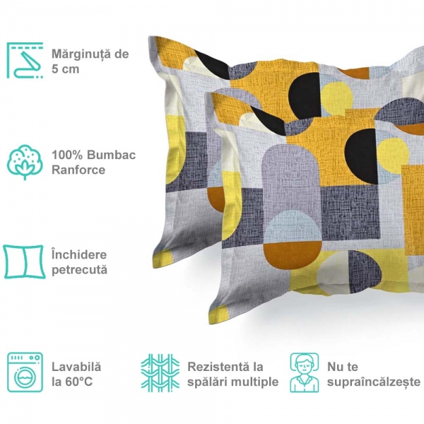 Set de 2 fete de perna 40x40cm din Bumbac Ranforce cu marginuta, cod culoare 71-B