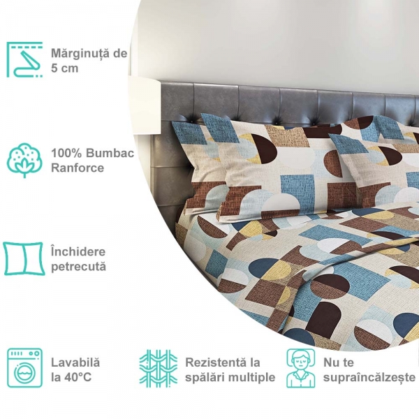 Lenjerie de pat Pernador® din Bumbac Ranforce, 2 persoane, cod culoare 71