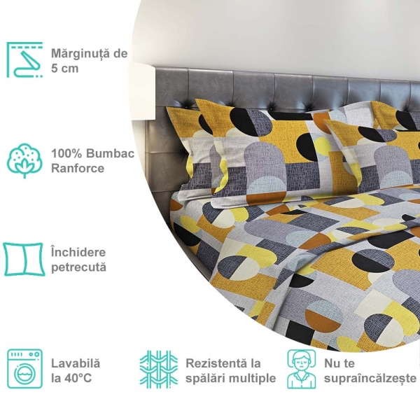 Lenjerie de pat Pernador® din Bumbac Ranforce, 2 persoane XL, cod culoare 71-B
