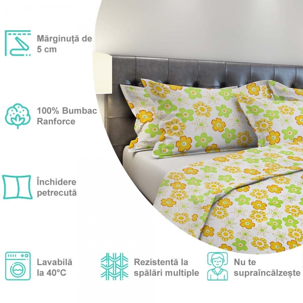 Lenjerie de pat Pernador® din Bumbac Ranforce, 2 persoane XL, cod culoare 8