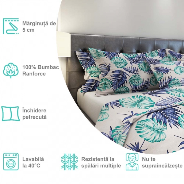 Lenjerie de pat Pernador® din Bumbac Ranforce, 2 persoane XL, cod culoare 50-B