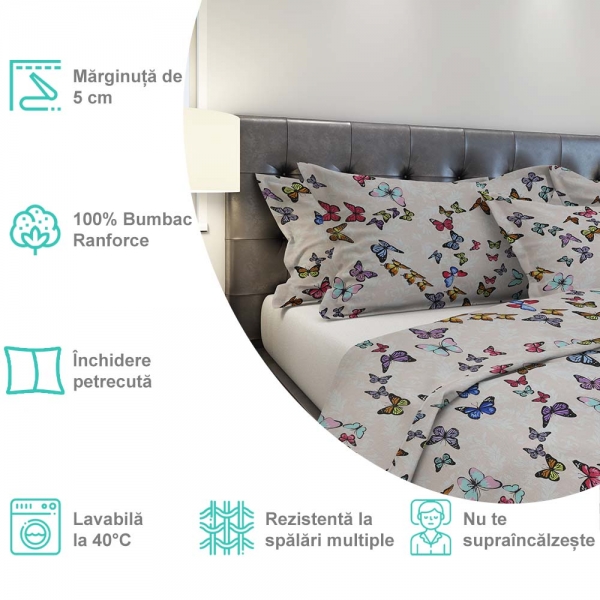 Lenjerie de pat Pernador® din Bumbac Ranforce, 2 persoane, cod culoare 54-A