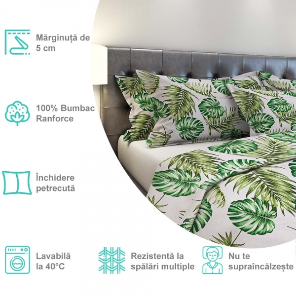 Lenjerie de pat Pernador® din Bumbac Ranforce, 1 persoana, cod culoare 50A