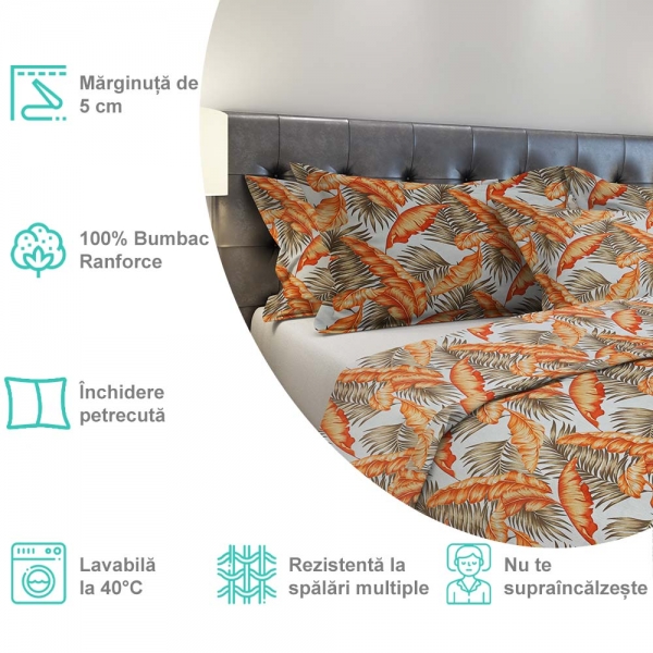 Lenjerie de pat Pernador® din Bumbac Ranforce, 2 persoane XL, cod culoare 1