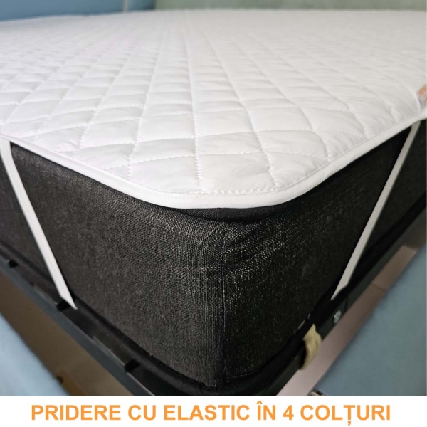 Husa protectie saltea Pernador, microfibra matlasata ultrasonic 240gr, prindere cu elastic, 100x190 cm