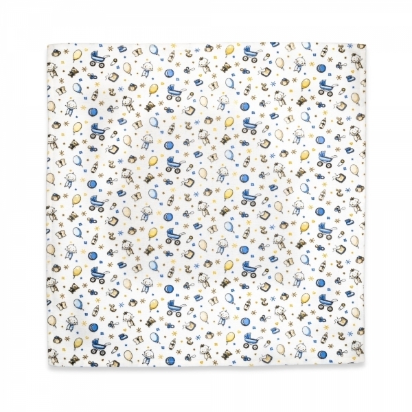 2 Scutece reutilizabile 70x70cm, jucarii albastre