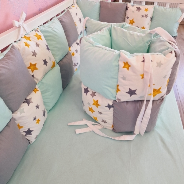 Aparatori de patut tip Patchwork gri...