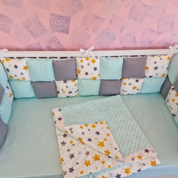 Aparatori de patut tip Patchwork gri...