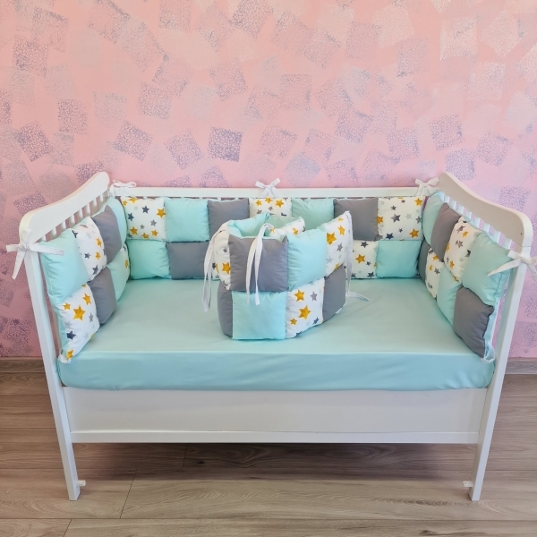 Aparatori de patut tip Patchwork gri...